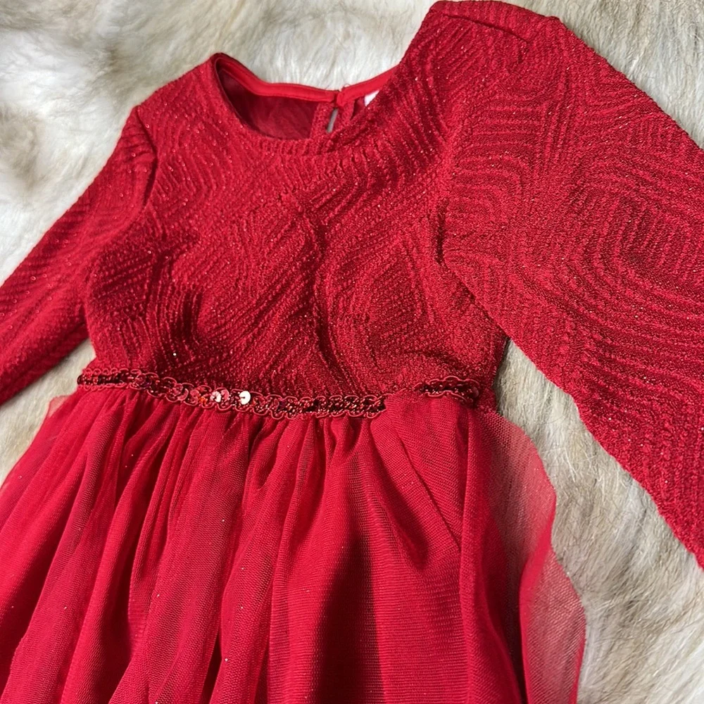 Sweet Heart Rose Girls Size 4 Red Sparkle Tulle Holiday Christmas Dress